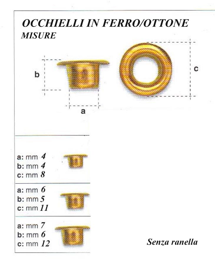 Occhielli metallici varie dimensioni