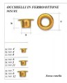 Occhielli metallici varie dimensioni in ferro, alluminio o ottone